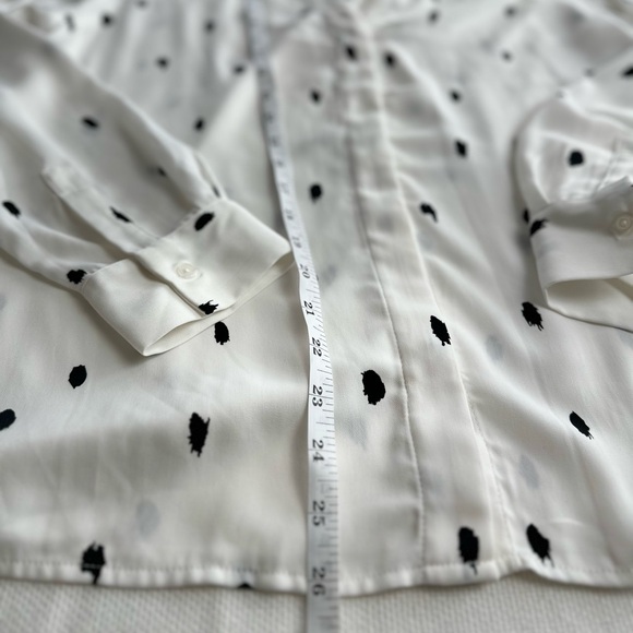 JASMINE & JULIANA White and Black Splodge Long Sleeves Blouse Size Large - Picture 11 of 13